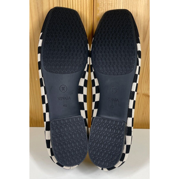 Vivaia Shoes EU 40 US 9 B Margot 2.0 V Cut Square Toe in Checker Flats NWOB - Picture 9 of 10